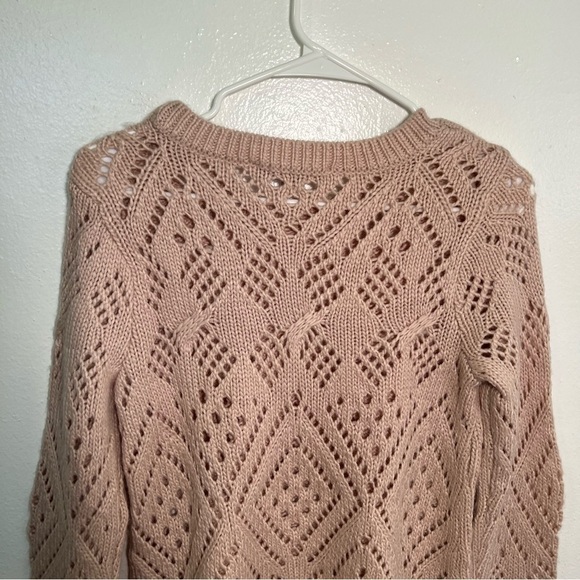 Loft Crewneck Sweater Light Pink Loose Knit - Picture 10 of 13